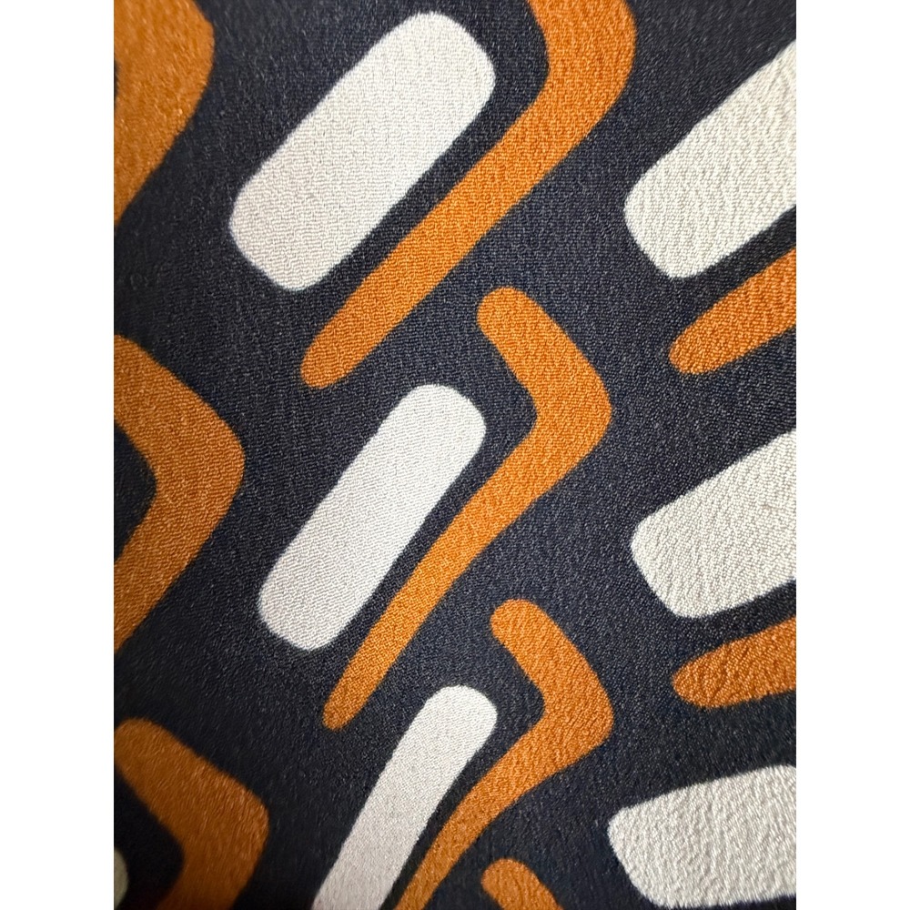 Mango MNG Basics Women Black Orange Geometric Print Long Sleeve Blouse Size 6 - Picture 3 of 7